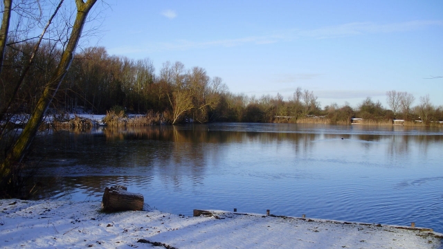 Willow lake in winter time with ice over most of the lake, i still fished though!