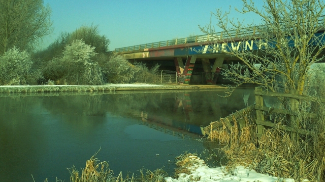 The river in winter, even when its minus 6 the river at the sewer outfall is still clear. this is because the water coming out of the outfall is a good few degrees warmer! 2012