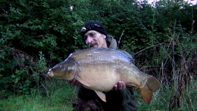 First carp of the session in the fall swim and its a nice plump 15lb stockie