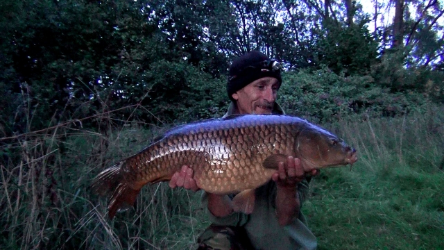 Second fish of the session and one of the old commons slips up, this one came in at 18lb
